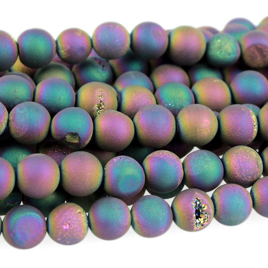 Druzy Agate Rainbow 8mm Round 15.8 Inch