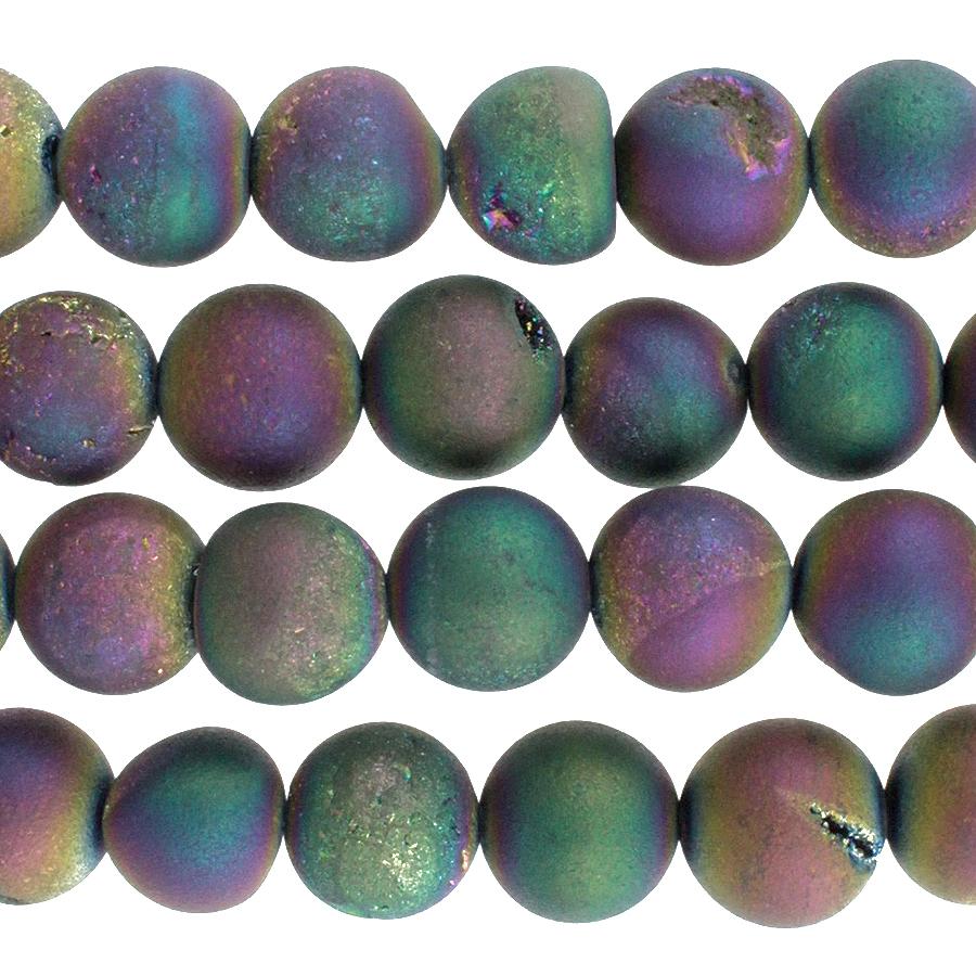 Druzy Agate Rainbow 8mm Round 15.8 Inch