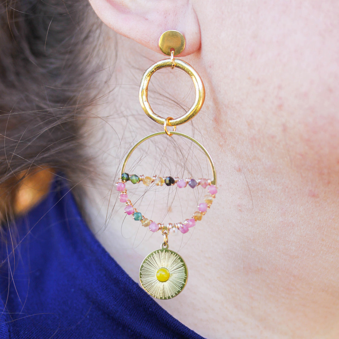 DIY Tourmaline and Gold Drop Charm Earrings - Goody Beads