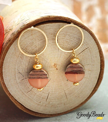 INSTRUCTIONS for DIY Hoop Post Earrings with Wood Resin Bead - Goody Beads