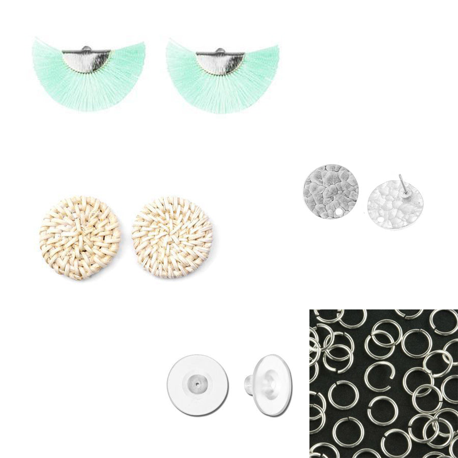 INSTRUCTIONS for DIY Straw & Tassel Earrings - Silver and Mint - Goody Beads