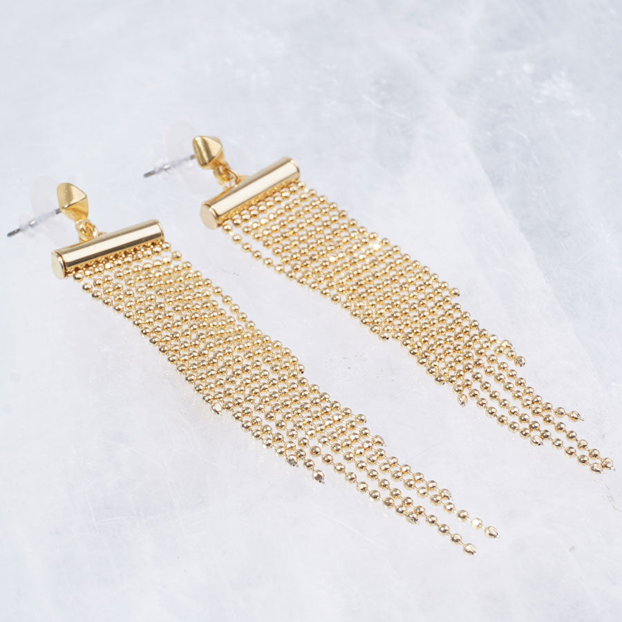 DIY Golden Fringe Earrings with Ball Chain - Goody Beads