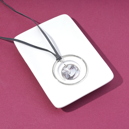 INSTRUCTIONS for DIY Grey Acetate and Silver Crescent Charm Easy Leather Necklace - Goody Beads