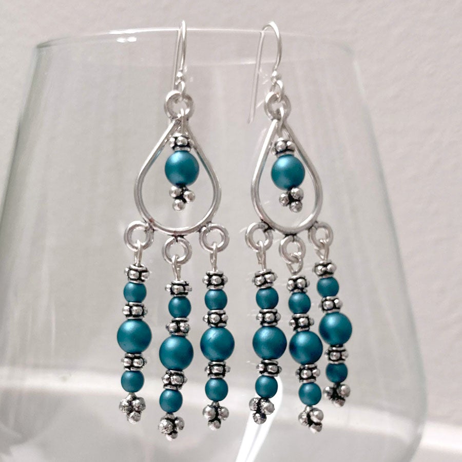 INSTRUCTIONS for DIY Bali Beauty Teal Czech Glass Pearl Earrings - Goody Beads