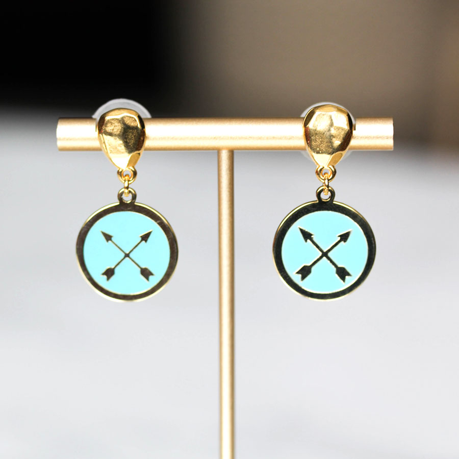 DIY Crossed Arrows Turquoise Enamel Earrings - Gold - Goody Beads