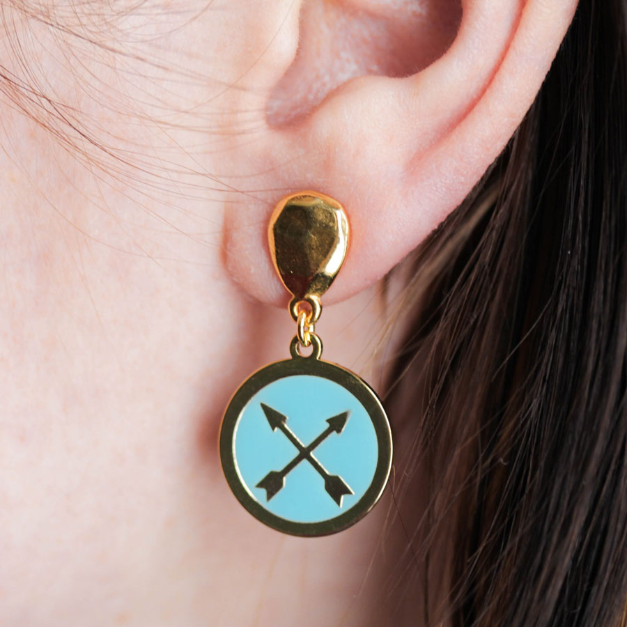 DIY Crossed Arrows Turquoise Enamel Earrings - Gold - Goody Beads