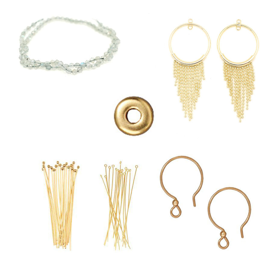 INSTRUCTIONS for DIY Fabulous Fringe Earrings - Gold and Labradorite - Goody Beads