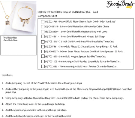 DIY PowHERful Bracelet and Necklace Duo - Gold - Goody Beads