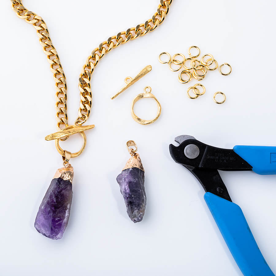 DIY Love Chain Reaction Necklace - Gold and Amethyst