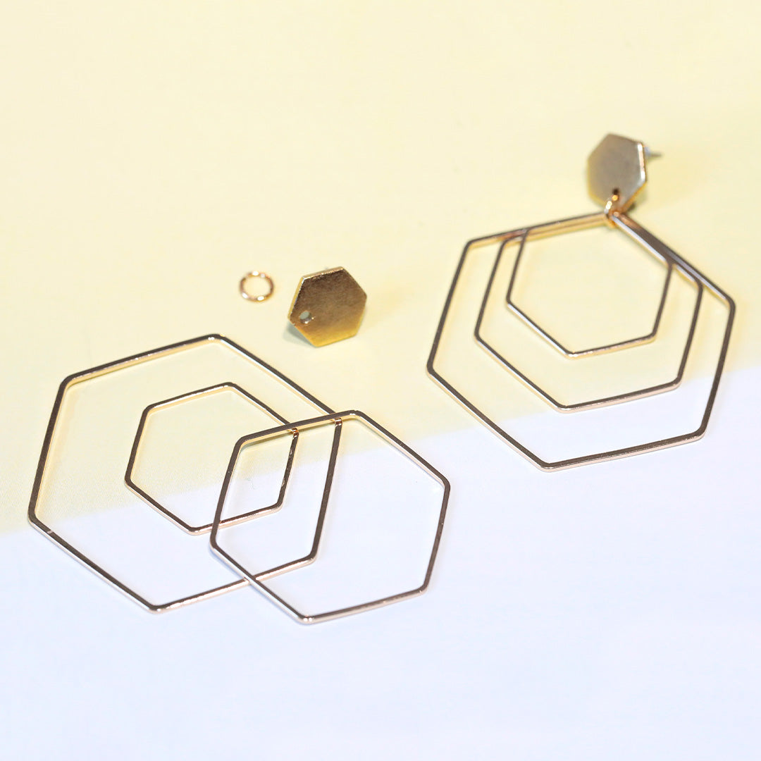 INSTRUCTIONS for DIY Layered Hexagon Earrings - Gold