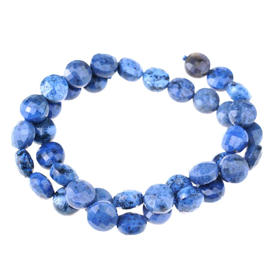 Dumortierite Diamond Cut, Faceted 10mm Coin - 15-16 Inch