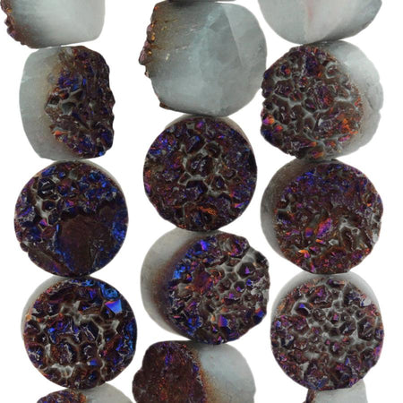 Druzy Purple 10mm Coin 8-Inch