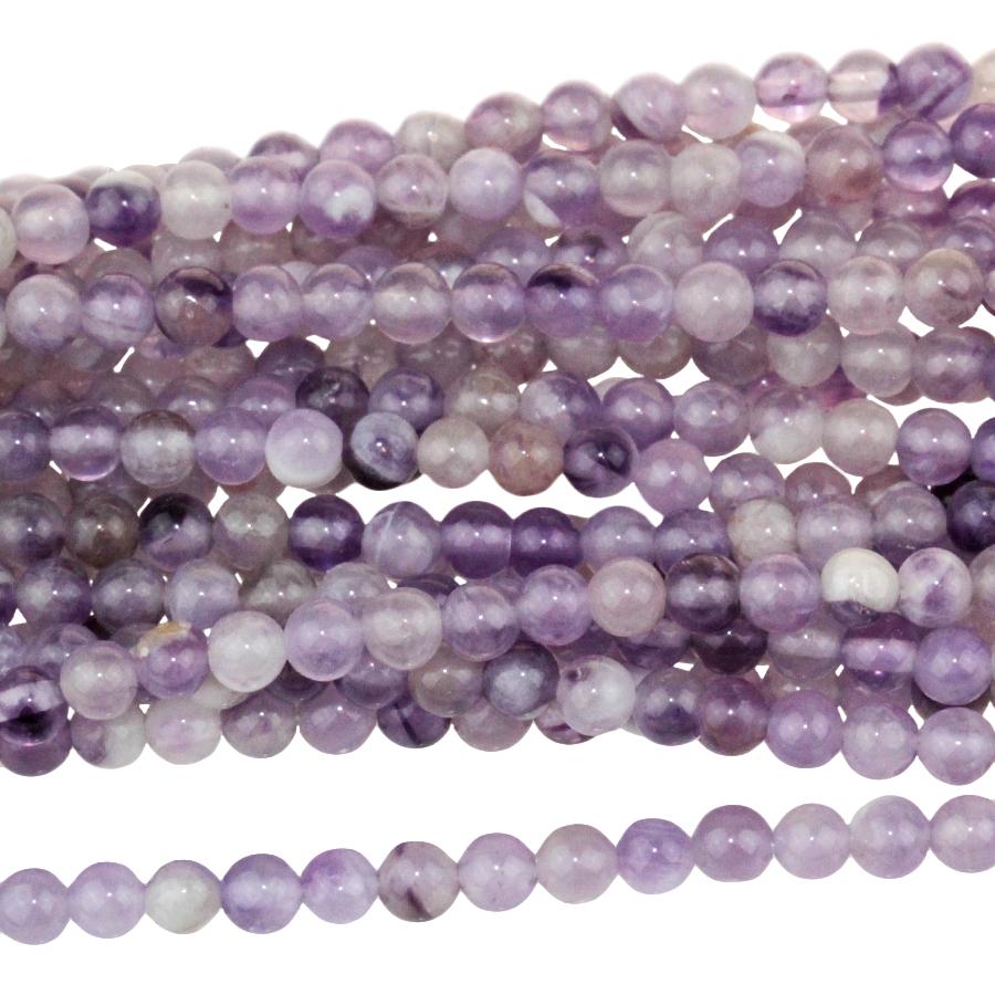 Dog Teeth Amethyst 3mm Round 15-16 Inch