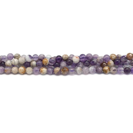 Flower Dog Teeth Amethyst 4mm Natural Round - 15-16 Inch