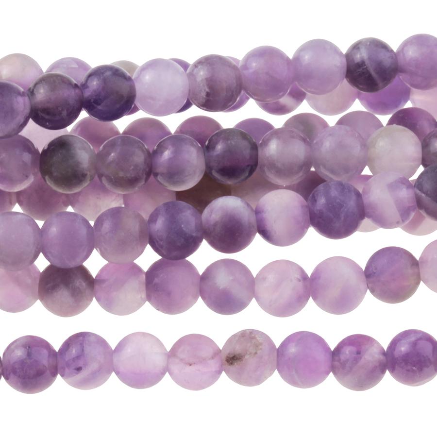 MATTE Dog Teeth Amethyst 4mm Round 8-Inch - Goody Beads