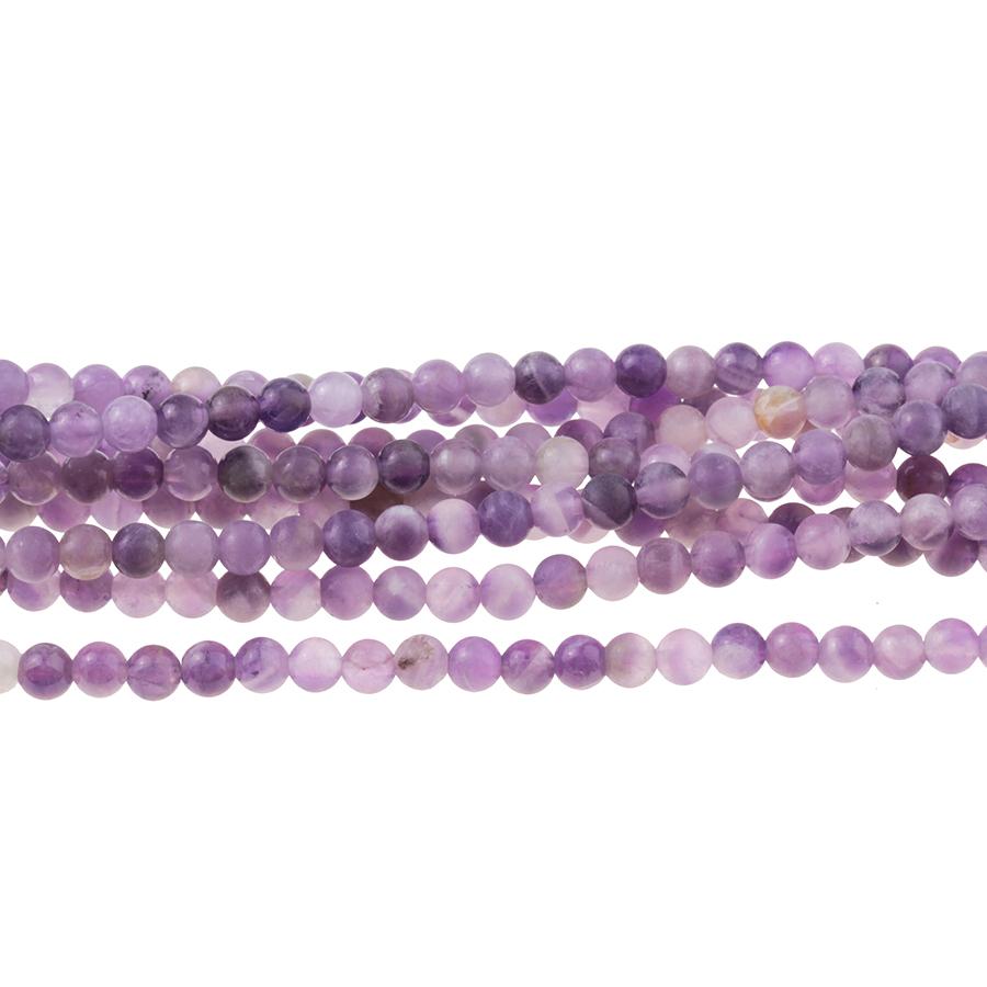 MATTE Dog Teeth Amethyst 4mm Round 8-Inch - Goody Beads