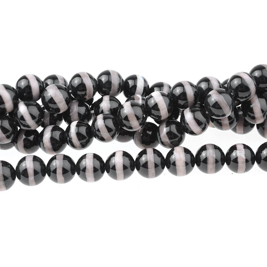 BLACK DZI Agate 10mm Line Pattern 15-16"