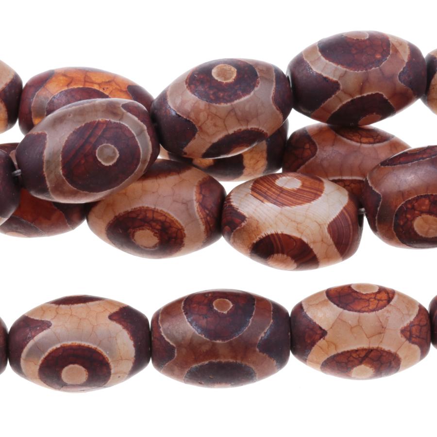 MATTE DZI Agate Red Eye 10x14mm Rice Bead 15-16"