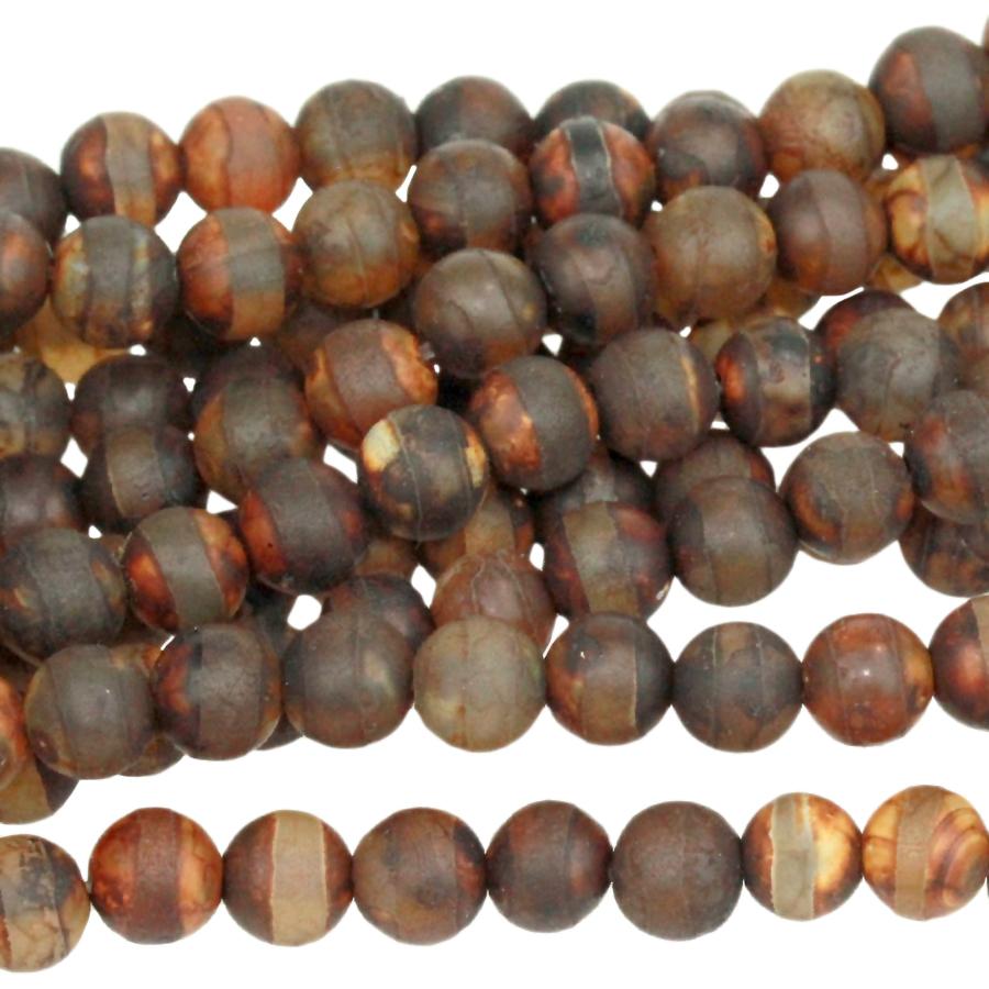 MATTE "DZI" Agate Line Pattern 6mm Round 15-16 Inch