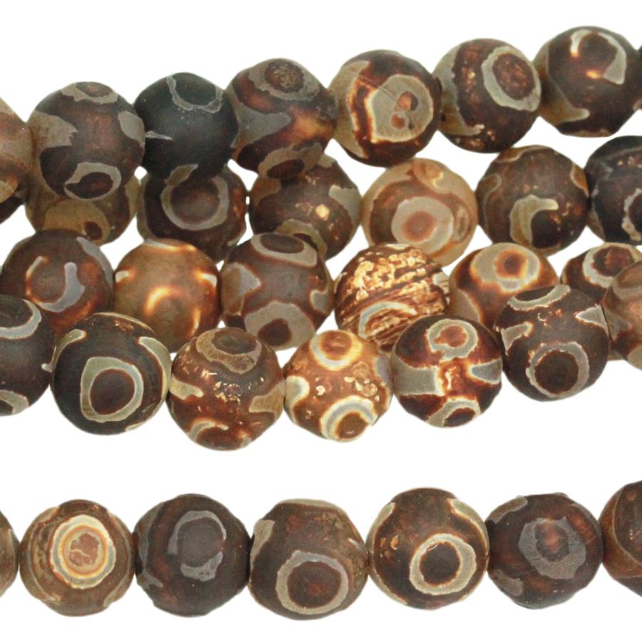 MATTE "DZI" Agate LIGHT Circle Pattern 8mm Round 15-16 Inch