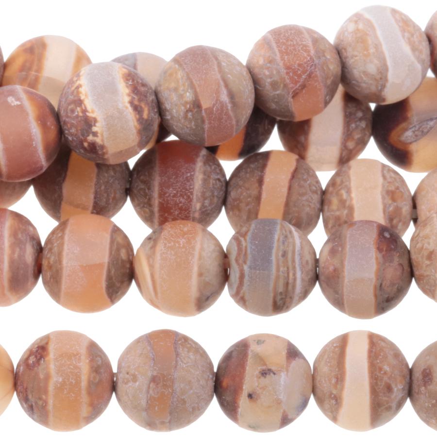 MATTE "DZI" Agate Line Pattern 8mm Round 15-16 Inch