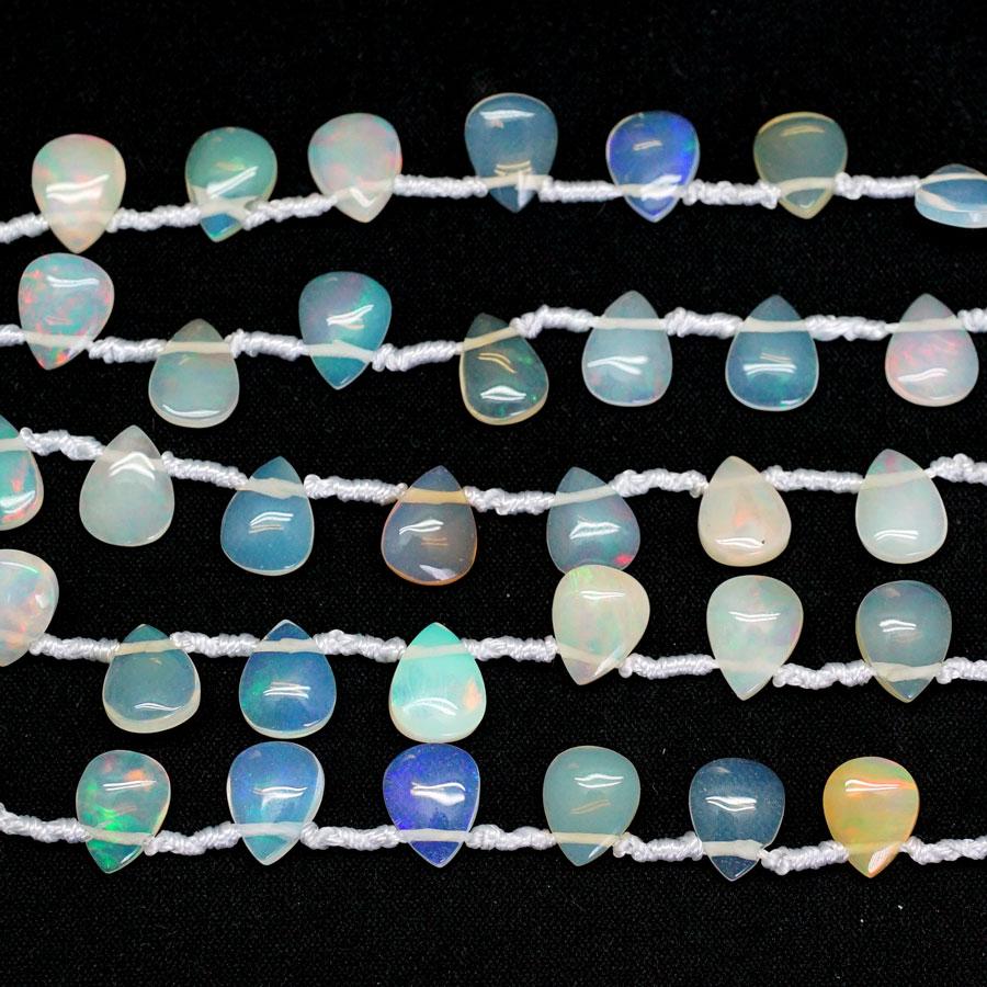 Ethiopian Opal Knotted 6x9-7x9mm Drop - 8 Inch - Goody Beads