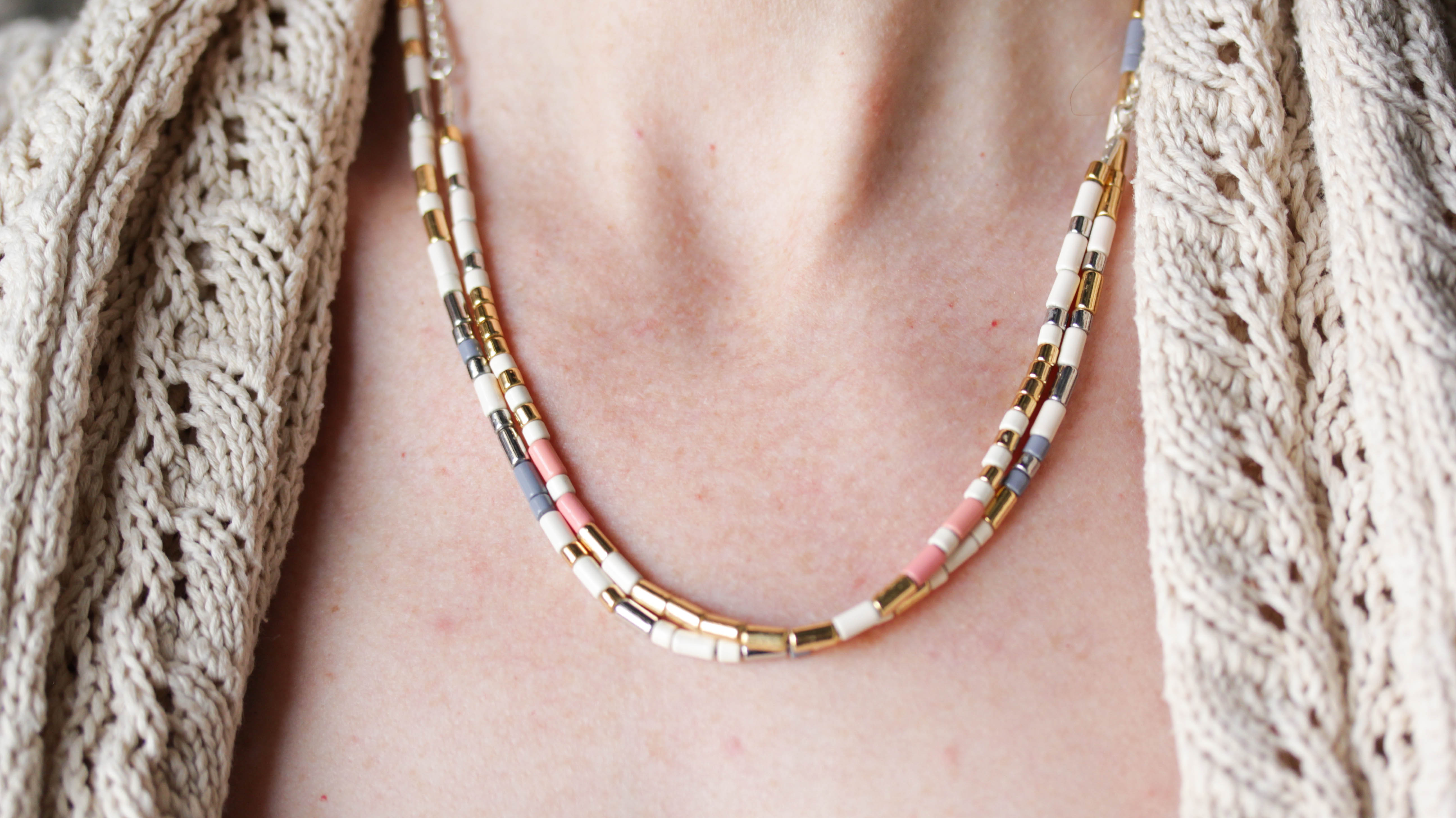 DIY Enamel Tube Bead Double Strand Necklace - Goody Beads