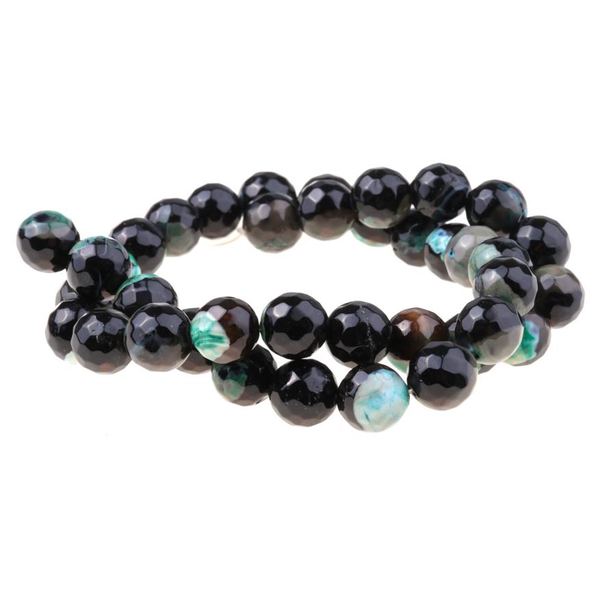 Black & Green (dyed) 10mm Faceted Round Fire Agate 15-16 Inch