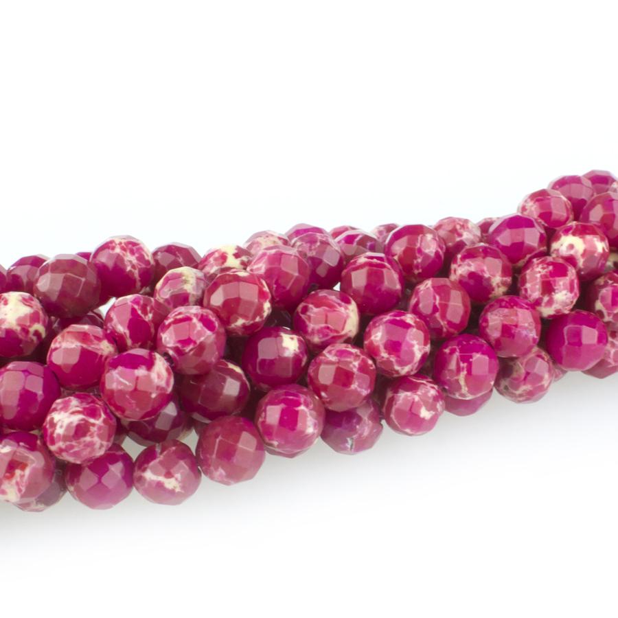 Fuschia Impression Jasper 6mm Faceted Round 15-16 Inch (Dyed)