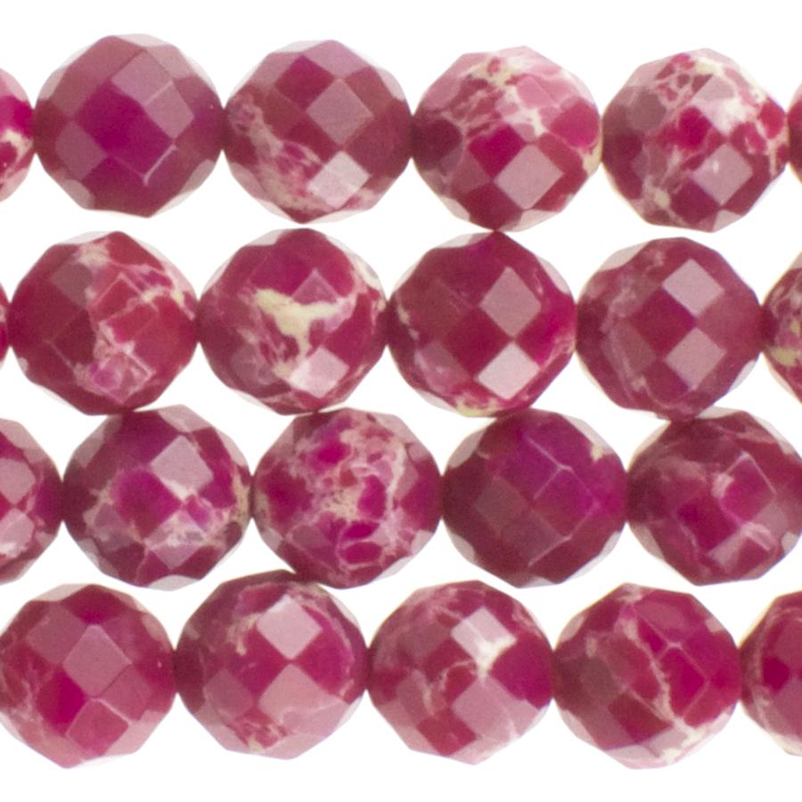 Fuschia Impression Jasper 8mm Faceted Round 15-16 Inch (Dyed)