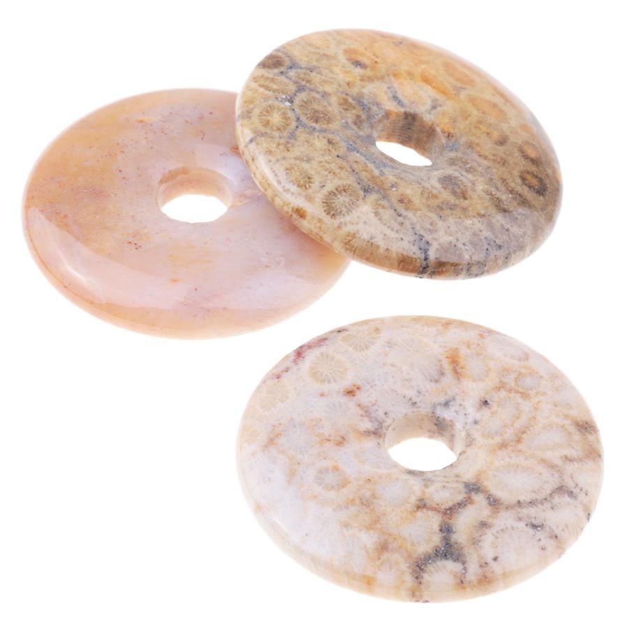 Fossil Coral 40mm Donut Pendant - Goody Beads