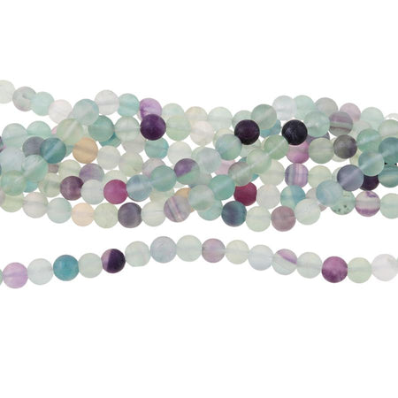 MATTE Fluorite 6mm Round 8-Inch