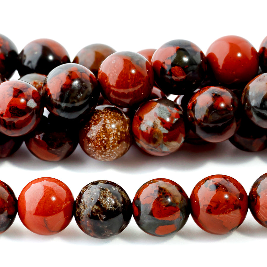 Fire Poppy Jasper 8mm Round - 15-16 Inch