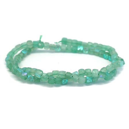 4-4.5mm Green Aventurine  Dyed Cube - 15-16 Inch