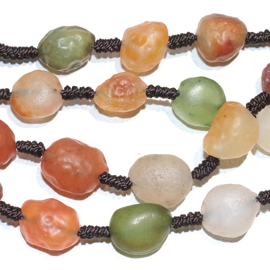 Gobi Desert Agate 6-12mm Nugget Multicolor Fire Graduated Necklace with Pendant 28-30"