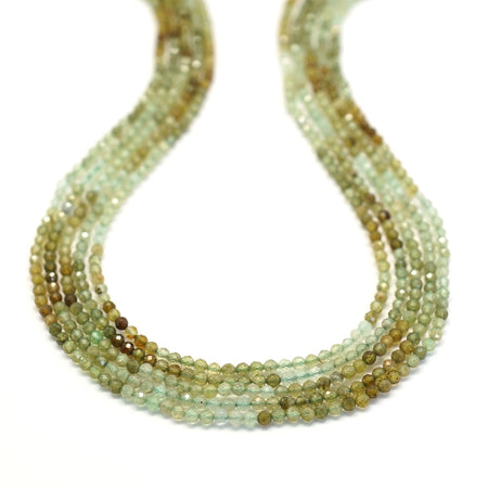 Green Garnet Faceted, Banded, A Grade 3mm Round - 15-16 Inch - Goody Beads