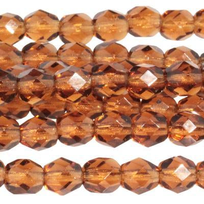 6mm Smoky Topaz Czech Glass Fire Polish Beads - Goody Beads