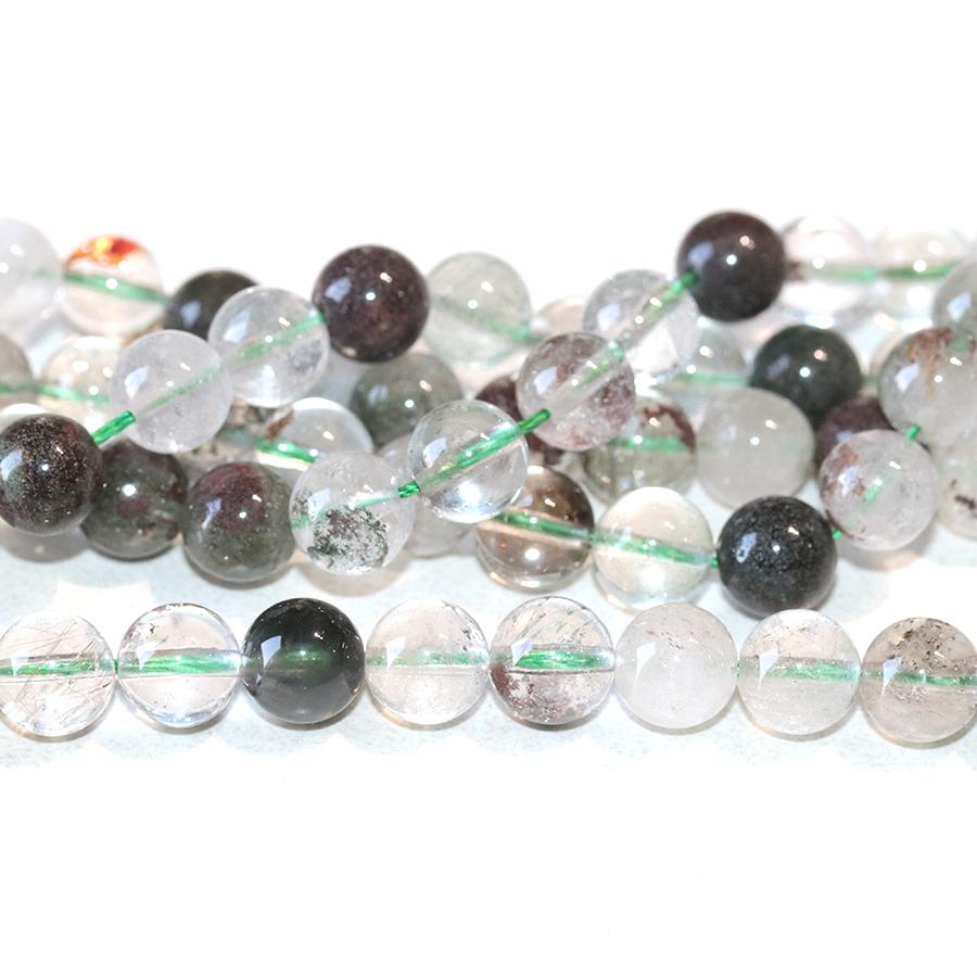 Green Lodalite Quartz 8mm Round 15-16 Inch