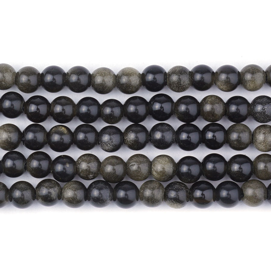 6mm Golden Obsidian Natural Round Large Hole - Large Hole Beads - Goody Beads