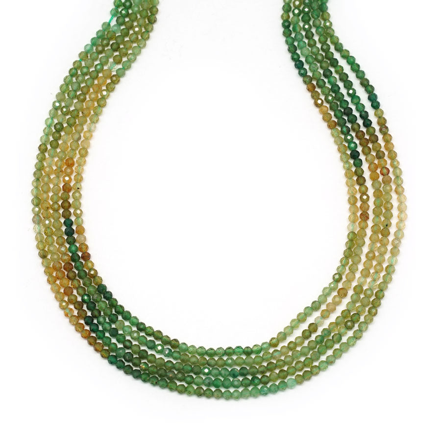 Green Tourmaline Faceted, Banded 2mm Round - 15-16 Inch - Goody Beads