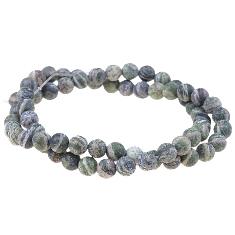 MATTE Green Zebra Jasper 6mm Round 15-16 Inch