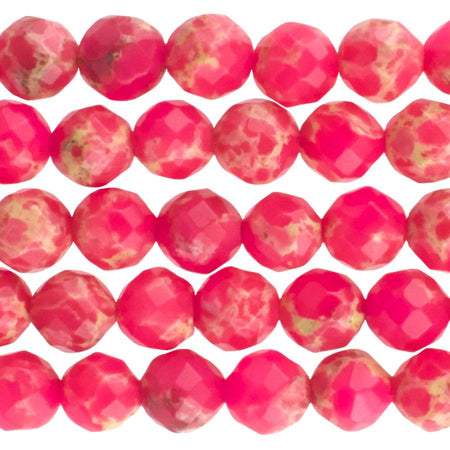 Hot Pink Impression Jasper 6mm Faceted Round 15-16 Inch (Dyed)