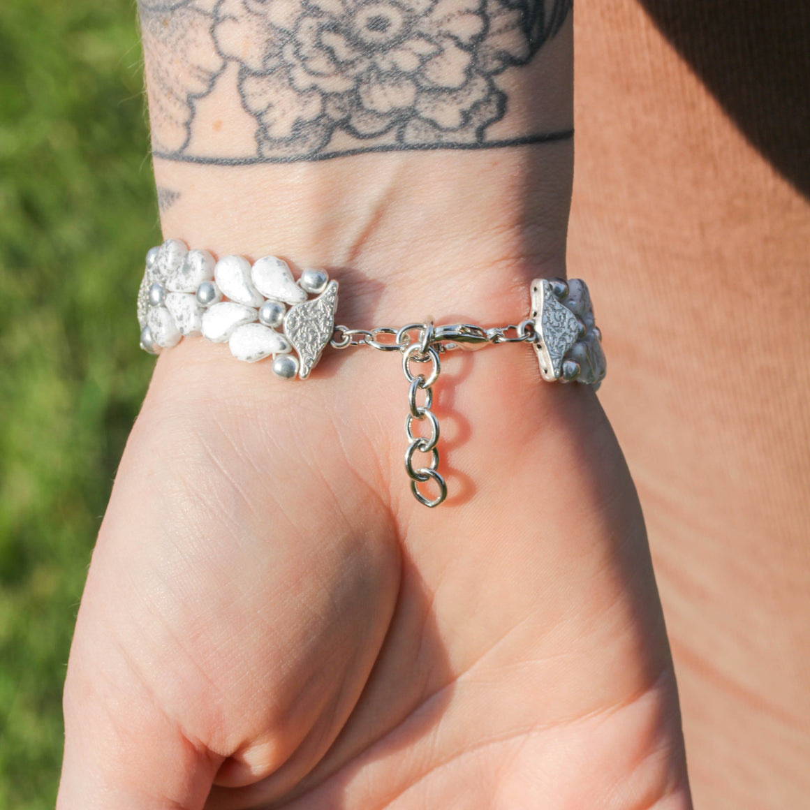 Victorian Paisley Duo Bracelet Kit - Silver and White - Goody Beads