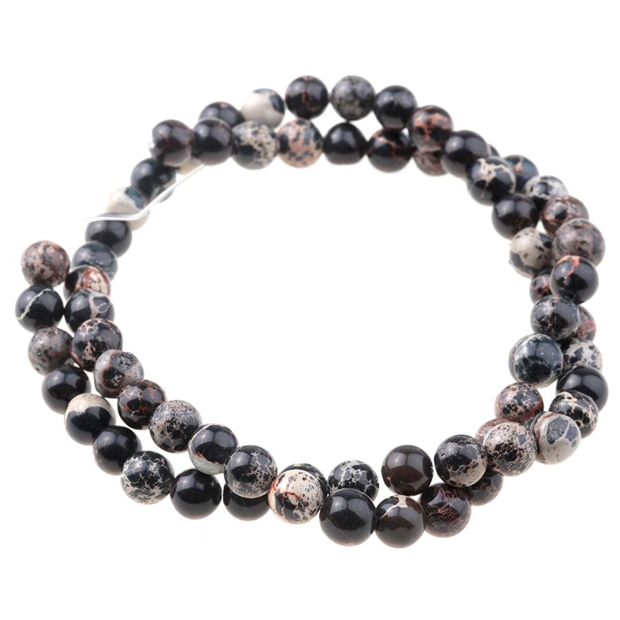 Black Impression Jasper (dyed) 6mm Round 15-16"