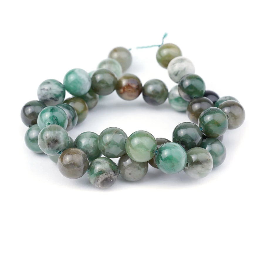 Jade 10mm Round Green Xinjiang - 15-16 Inch - Goody Beads