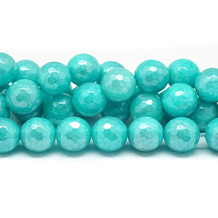 Dyed Jade Faceted Plated 12mm Round - 15-16 Inch