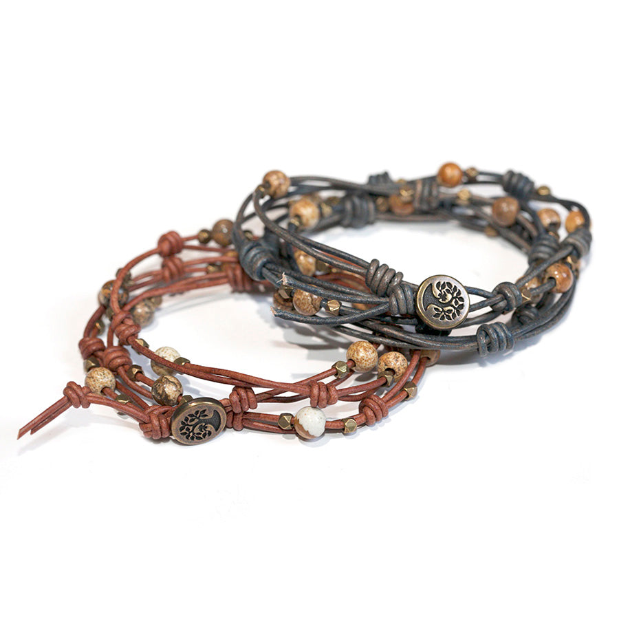 Knotty Triple Wrap Bracelet 2 Bracelet Set From Diakonos Designs - Picture Jasper