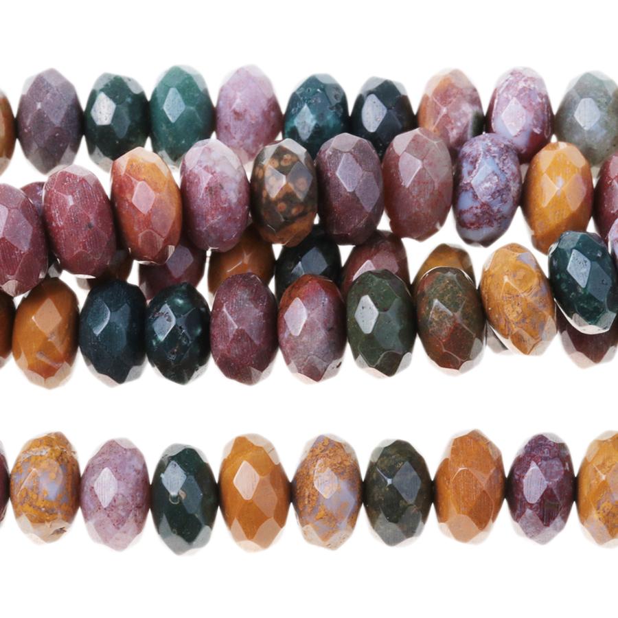 Kabamby Ocean Jasper 8mm Faceted Rondelle 8-Inch