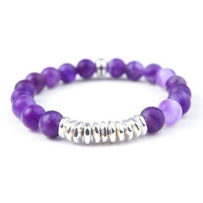 Matte Dog Teeth Amethyst Gemstone Modern Beaded Stretch Bracelet Kit (featuring Dakota Stones & TierraCast) - Goody Beads