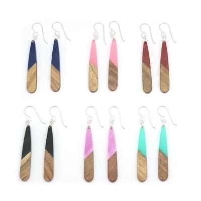 Wood & Resin Long Drop Earrings Set Kit - Goody Beads